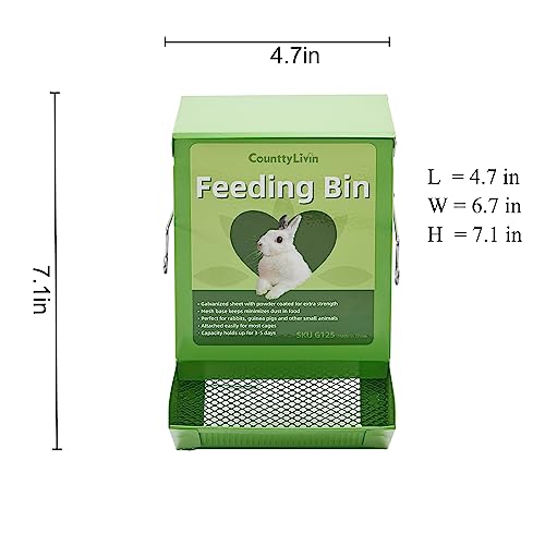 Metal Small Animal Feeder with Lid, Heavy Duty, Large Capacity Food Dispenser, Great for Rabbits, Guinea Pigs, Chinchillas and Other Small Animals. (4.6 inch, Green) (Pack of 2) - color: Green, size: 4.6 inch (Pack of 2)
