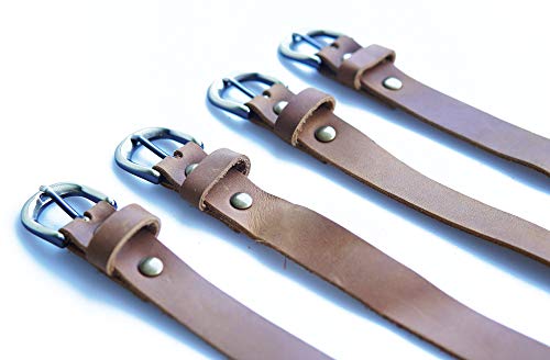 Jeereal Genuine Leather Stirrup Straps (4 Pack) with Metal Buckle Adjustable Length - color: Bourbon Brown