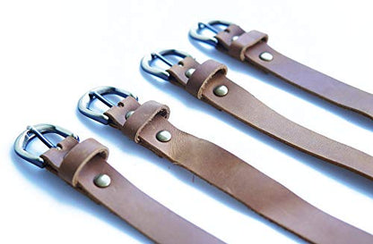Jeereal Genuine Leather Stirrup Straps (4 Pack) with Metal Buckle Adjustable Length - color: Bourbon Brown