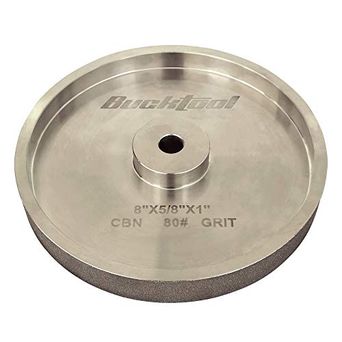 BUCKTOOL 80 Grit 8-Inch CBN Grinding Wheel, 1-Inch Wide, 5/8-Inch Arbor - style: 80Grit, 1" Wide