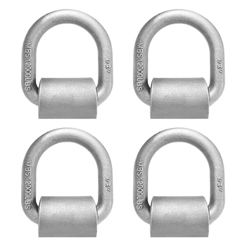 Weld on D Ring Heavy Duty Trailer Truck D Ring 4-Pack Trailer Tie Down Anchor, 1/2" Stake Pocket D Ring, Forged Steel D-Rings with Welding Clip