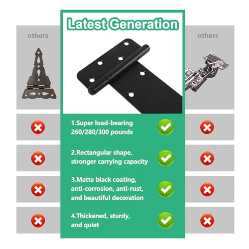 8 inch Gate Hinges,300Lbs Capacity, Matte Black,2Pack Heavy Duty Door Hinge - size: 8“-2 pcs-U-Matte Black