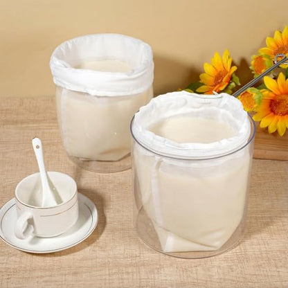 3Pcs Ultra Fine Mesh Reusable Strainer Bags with Stainless Steel Handle, Cheese Cloth Bag for Nut Milk, Juice Strainer, Fresh Cheese, Yogurt, 4.95"Wx9.6"D