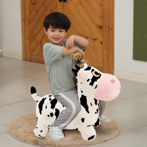 INPANY Bouncy Cow, Plush Cow Hoppers Toys for 2-4 Kid, Indoor & Outdoor Fun - color: Black and White