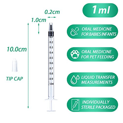 1ml Syringe for Liquid, Oral, Scientific Labs, Measurement, Dispensing, with Cap- 10 Pack 1ml Syringes - style: 1 ml