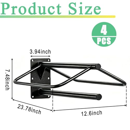 Youlina 4 Pack Wall Mounted Saddle Rack with Pad Bar, Heavy Duty Black Horse Saddle Stand for English & Western Saddles, Sturdy Storage for Saddle Pads & Blankets
