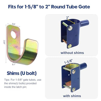 2 Way Farm Gate Latch for Gate with 1-5/8 to 2" Tubes, 2 Pack Blue - color: 2x S16100300