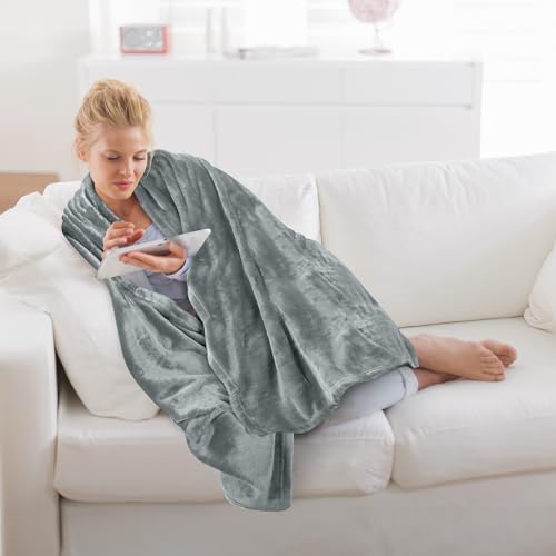 Utopia Bedding Soft Fleece Bed Blanket Throw Size Ash Grey (50x60 Inch) - color: Ash Grey, size: Throw (50x60 Inch)