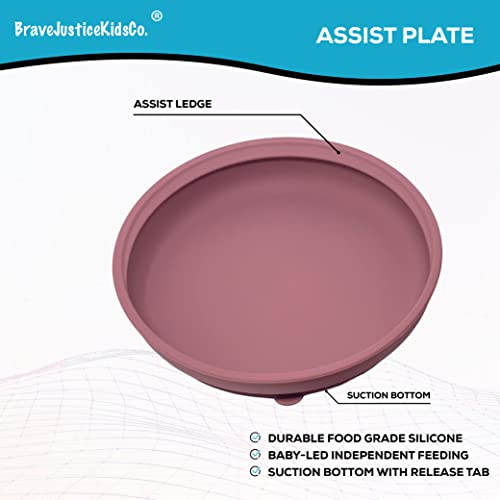 | Silicone Assist Plate and Assist Bowl Combo Pack for Toddler and Baby | Baby-Led Feeding (Dusty Rose) - color: Dusty Rose