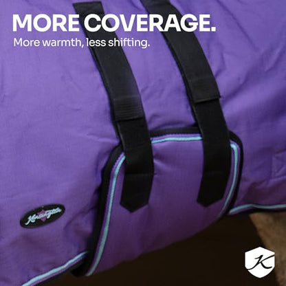 Kensington Mini Horse Turnout Blanket with Belly Band - (80g Fill) Lightweight - 1200D Ripstop - Waterproof, Breathable - Winter Protection for Miniatures 80G 54" (Navy)