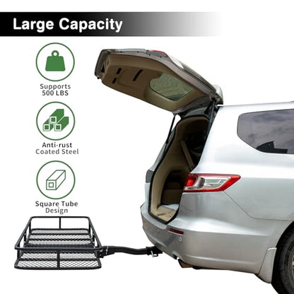 Leader Accessories Folding Hitch Cargo Carrier Rack with Bag 60"x24"x6" - size: 60"x24"x6" Hitch Cargo Basket with Cargo Bag