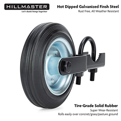 HILLMASTER 6 Inch Gate Wheel Gate Caster Kit with 1-5/8" Thru 2" Gate Frames, Heavy Duty Gate Helper Wheel Gate Support Wheel for Chain Link Fence Swing Gate, Black - size: 1 Pack