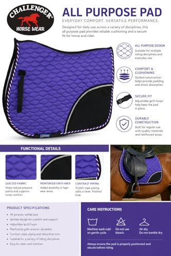 Horse Quilted All Purpose English Saddle PAD Tack Trail Riding Purple 72F05