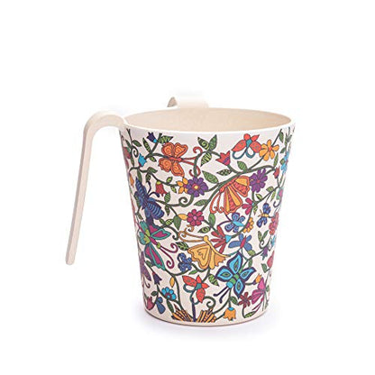 EMANUEL Yair Bamboo Hand Washing Cup for Netilat Yadayim Traditional Jewish Judaica (Butterflies NYO-12) - style: Butterflies NYO-12