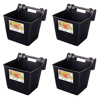 Little Giant HF15BLACK Heavy Duty 15 Quart Mountable Plastic Hook Feeder, Black (4 Pack)