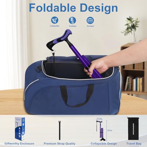 KingPavonini Walking Cane for Men Women Stability, Self Standing - color: Purple