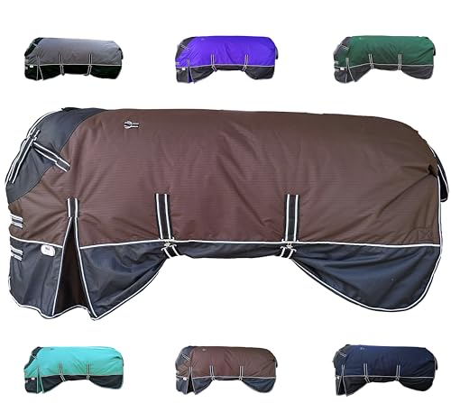Majestic Ally 600 D Ripstop Nylon Horse Turnout Blanket, Waterproof, Heavyweight, Rain and Weather Resistant, 250 GSM (Brown Black, 74 - Inch) - color: Brown Black, size: 74 - Inch