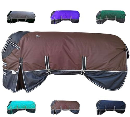 Majestic Ally 600 D Ripstop Nylon Horse Turnout Blanket, Waterproof, Heavyweight, Rain and Weather Resistant, 250 GSM (Brown Black, 80 - Inch) - color: Brown Black, size: 80 - Inch