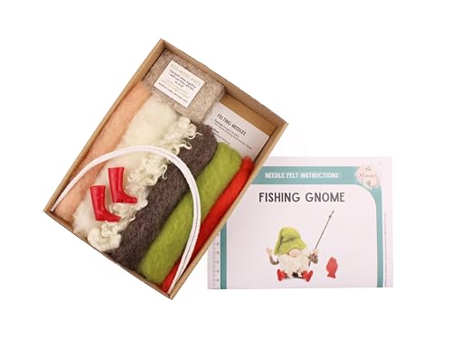 Wizardi Beginner Needle Felting Kit for Adults - Fishing Gnome. Fantasy Felting Kit 12cm Tall. Felting Tools. Wool Felting Supplies. Felt Crafts. Wool Felt. The Makerss - color: Fishing Gnome