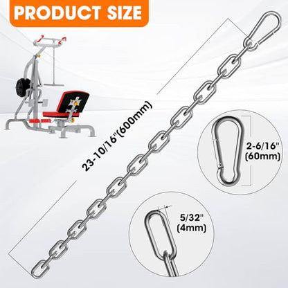 Gate Chain Lock, 23.6 Inch Chain Fence Gate Latch, Silver Dia 4mm-2Pcs - color: Silver Dia 4mm-2Pcs