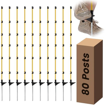 80 PCS Electric Fence Posts, 3/8" x 50" Step in Fence Post - size: 50Inch-80PCS