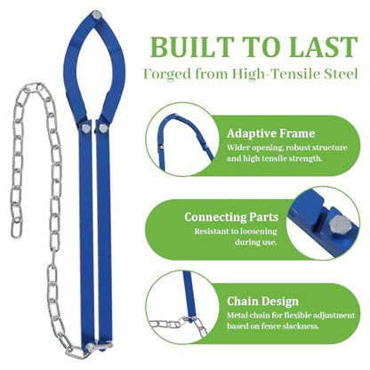 Fence Wire Fixer, Heavy Duty Fence Stretcher Tool for Horse Fence, Barb Wire Fencing, Wire Tightener Fence Repair Tool for Farm Ranch & Garden (Blue) - color: Blue