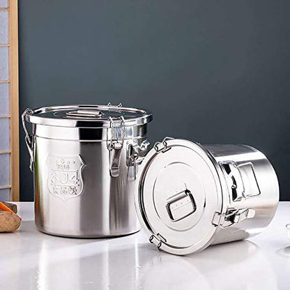 CNCEST Stainless Steel Airtight Canister for Kitchen, Rice Cereal Grain Canisters Container for Household Kitchen Food Bean Flour Oil Sugar Milk Cookie Storager Bucket w/Handles Lid (6L) - size: 6L