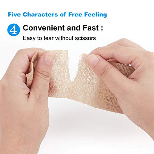 self Adhesive Bandage wrap,Cohesive Bandage,Medical Tape,Vet Wrap, Athletic Elastic Stretch Band, self Adhesive, Flexible, Breathable & idea for Sport Injury & Wound/Finger/Wrist (Pets Too) 2“x15ft