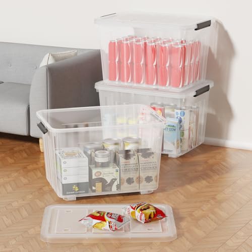 Large Plastic Storage Box with Lid, 70 Quart, 4 Packs - size: 70 Quart