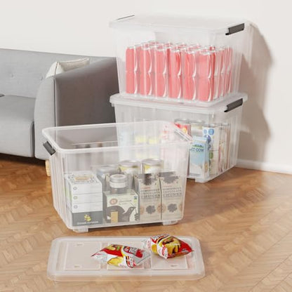 Large Plastic Storage Box with Lid, 70 Quart, 4 Packs - size: 70 Quart