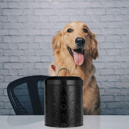 Amici Home Pet Puppy Paws Black Metal Canister - Large, 140 Oz - color: Black, size: 140 fl oz