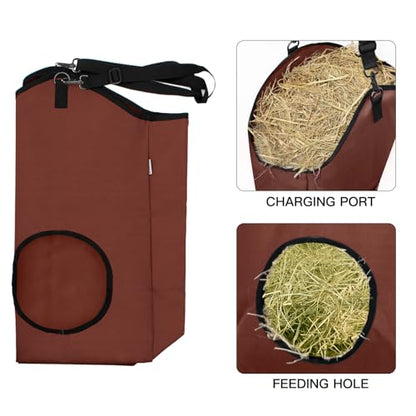 3 Packs Goat Hay Feeder, Hay Bags for Goats, Horses, Sheep - color: 2Brown + 1Black