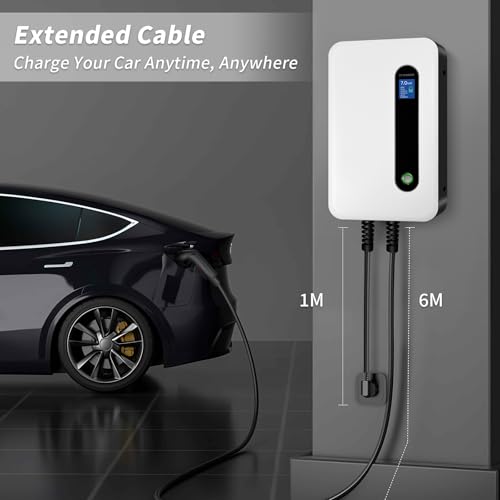 32A 7.68KW EV Charger Level 2 Station, NEMA14-50 20ft Wall Electric Vehicle Charging Station for Electric and Hybrid Vehicles - size: 32A