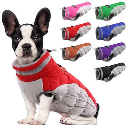 Lelepet Dog Coat Warm Dog Winter Coat Waterproof Dogs Jacket with Harness - color: Red, size: X-Small