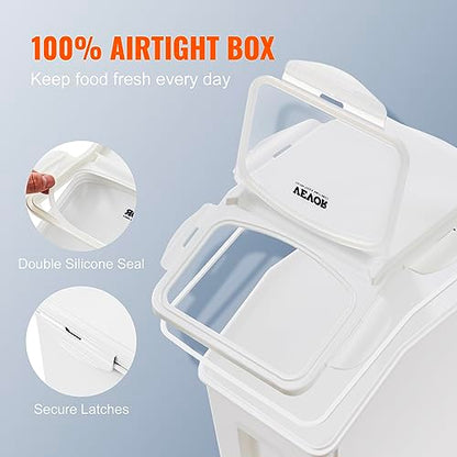 VEVOR Ingredient Storage Bin, 2 x 15L Dispenser Bin with 2 Measuring Cups, Attachable Casters and Airtight Lid, 2 Pcs/Set Dog Pet Food Storage Container, PP Material Kitchen Rice Cereal Flour Bin - size: 3.5 Gallon*2