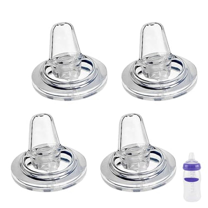 Sippy Spout Nipples for Lansinoh Baby Bottles, Transition Straw Sippy Cup 100% Food Grade Silicone Soft Nipple, 6m+, Pack of 4 - color: Spout