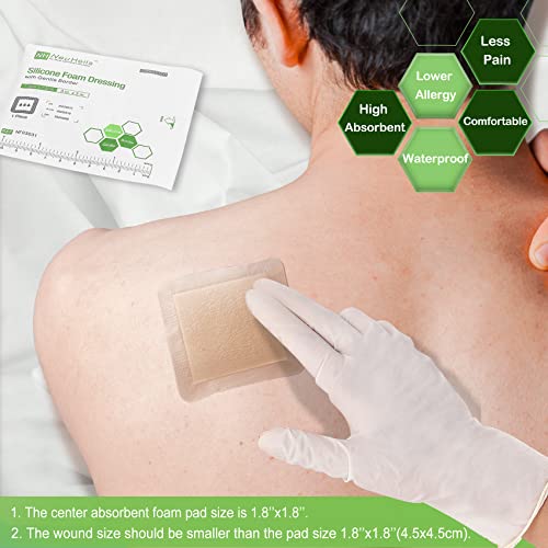 NeuHeils Silicone Foam Dressing with Border 3"x3", 10 Pack for Bed Sores - size: 3''x3'' (Pack of 10)