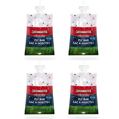 Catchmaster Fly Trap Bundle, Fly Ribbon 20-Pack & Fly Bag 4-Pack, Fruit Fly Traps for Indoors & Outdoors, for Garage, Backyard, Pool, Patio & Camping