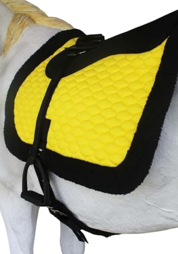 CHALLENGER Horse English Quilted Fleece Padded Trail Bareback Pad 72F48 - color: Yellow Black