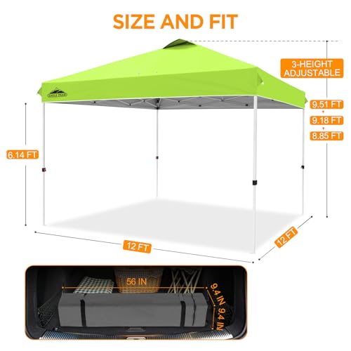 EAGLE PEAK 12x12 Pop Up Canopy Tent Easy Up Canopy Outdoor, Neon Green - color: Neon Green, size: 12x12