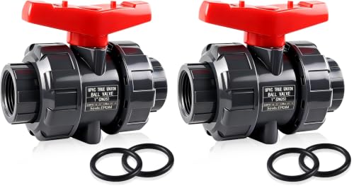 Boltigen 1" NPT UPVC Ball Valve, DN25 PVC True Union Full Flow Ball Valve, ASTM EPDM O-ring, 1 inch Threaded PVC Shut Off Ball Valve for Water System (Pack of 2) - size: 1" NPT (Pack of 2)
