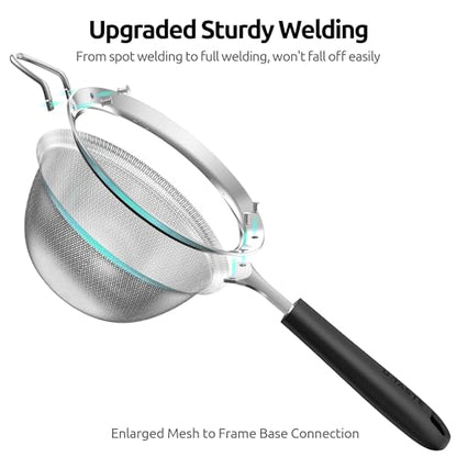 U-Taste Fine Mesh Strainer, 18/8 Stainless Steel Sieve 30 Mesh, M/Black - color: (2) Black, size: M-4.73in