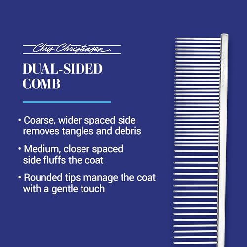 Chris Christensen 005 7.5 inch Fine/Coarse Long Tooth Greyhound-Style Butter Comb, Groom Like a Professional, Rounded Corners Prevent Friction and Breakage, Solid Brass Spin with Steel Teeth, Chrome - size: 005 - 7.5 Inch Coarse/Medium Long-Tooth
