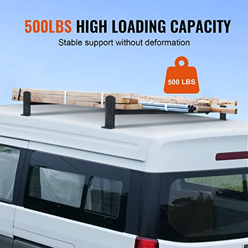 VEVOR Van Roof Ladder Rack, 2 Bars Alloy Steel Roof Racks, 500 LBS Capacity Roof Rack, Adjustable Length 35.8"-52.4", Van Ladder Rack Compatible with Chevrolet Express, GMC Savana, etc, Drilling Mount - size: for Minivans