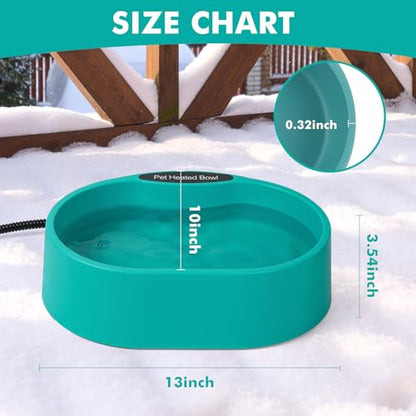 3.7L Heated Water Bowl for Dog & Cat, Outdoor Heated Dog Bowl, Large Waterproof Heated Warming Pet Bowl for Outside, Anti-Freeze Heated Pet Water Dish for Rabbit, Chicken, Duck, Squirrel (35 Watts)
