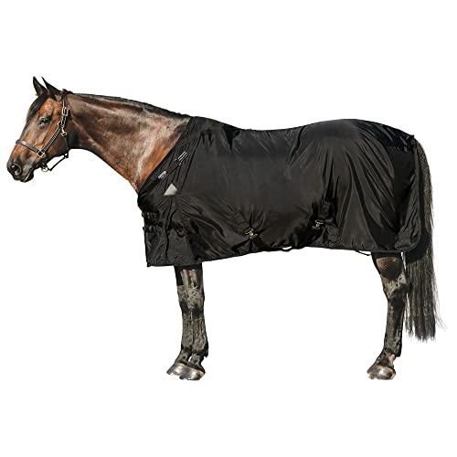 Dura-Nylon Horse Stable Sheet | Ultimate Comfort & Protection Horse Sheet | Keeps Coats Smooth & Shiny - color: Black, size: Horse Size 74, style: Cutback | Open Front | Legstrap