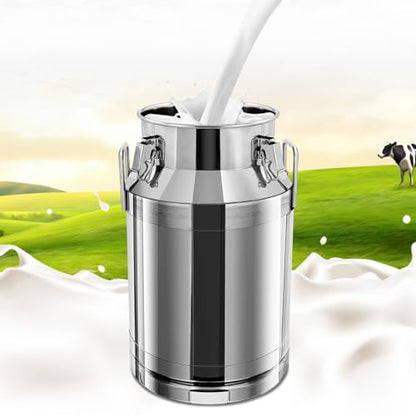 40L/10.57gal Milk Can 201 Stainless Steel Seamless Milk Jug Milk Pail, Anti-Leak Liquid Storage Container with Tight Lid and Handle - size: 40L