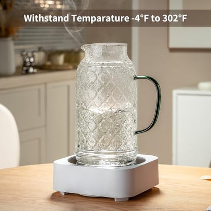 Buaic Glass Pitcher with Lid, 2 PACK 68 oz/2 Liter Vintage Water Pitcher - size: 2L-2PACK