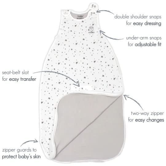 Woolino Toddler Sleeping Sack, 4 Season, Merino Wool and Organic Cotton, Baby Sleep Bag, 2-4 Years, Star Gray - color: Star Gray
