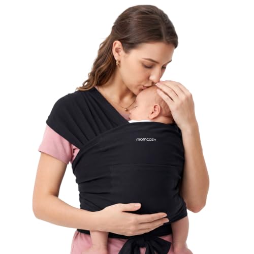Momcozy Baby Wrap Carrier, Easy-On 2-Piece Design, Newborn to 33 lb - color: Black